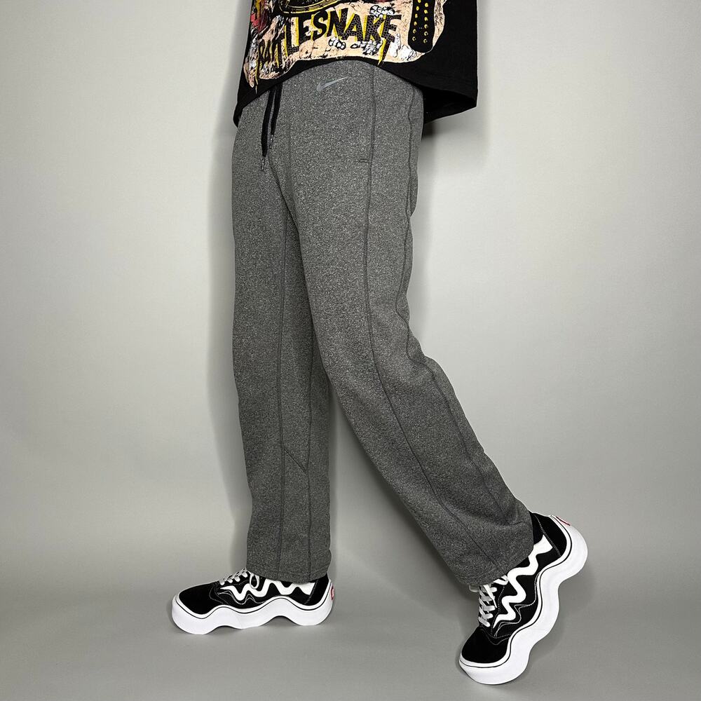 Vintage Y2K Nike Sweatpants Mens S Heather Grey Polyester Subtle Swoosh Dri Fit